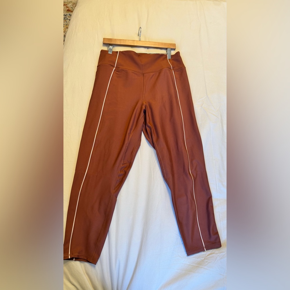 Abercrombie & Fitch Brown High-Waist Leggings with Contrast Piping